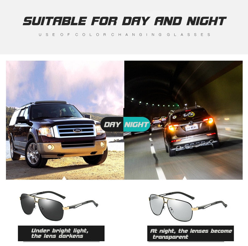 Polarized/Photochromic Square Magnesium Sunglasses