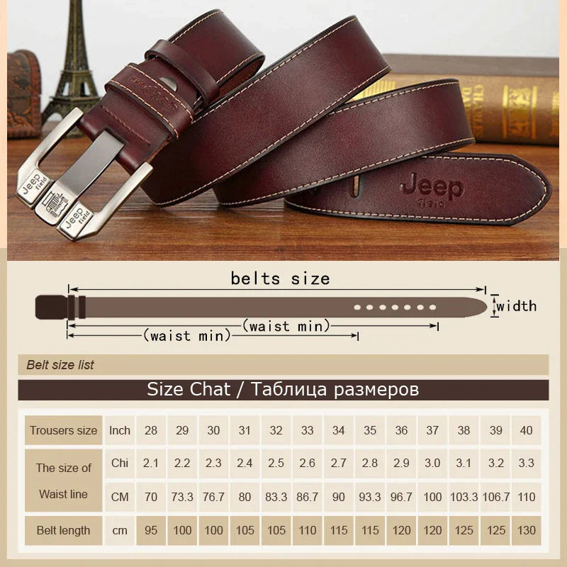 Casual Genuine Leather Cowhide Retro Pin Buckle Belt