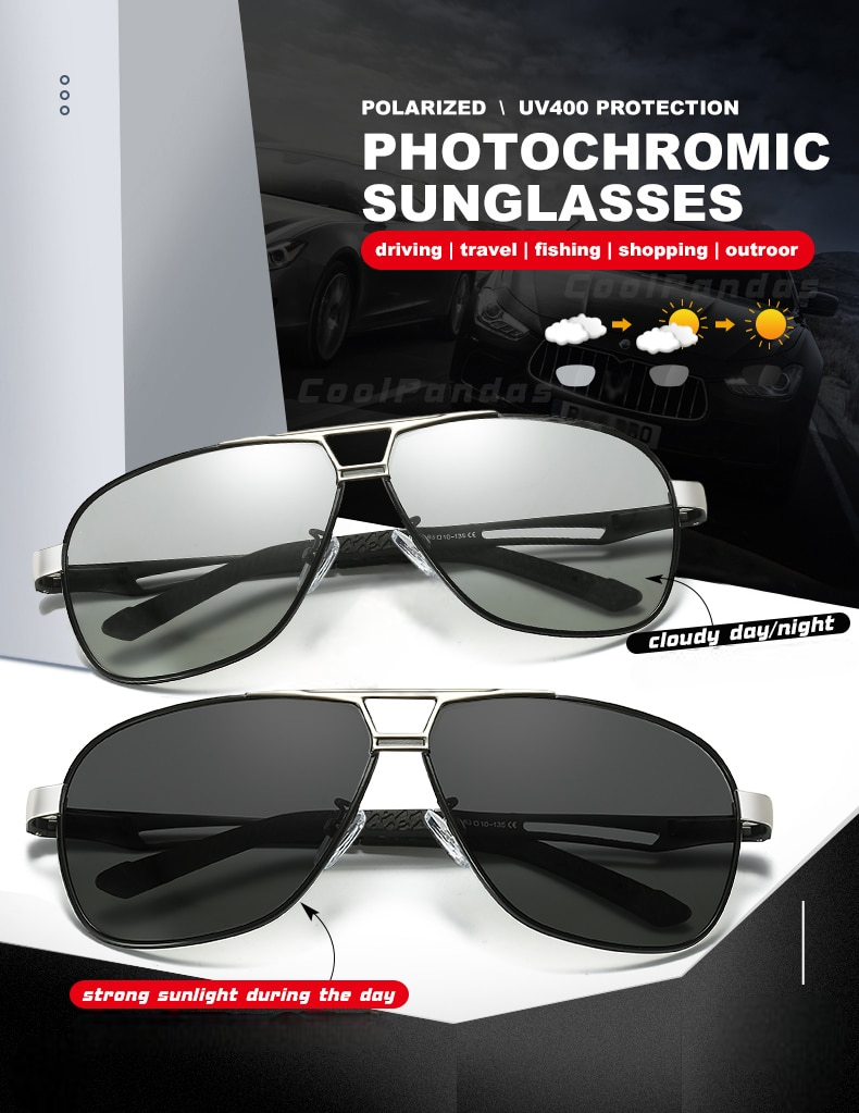 Polarized/Photochromic Square Magnesium Sunglasses