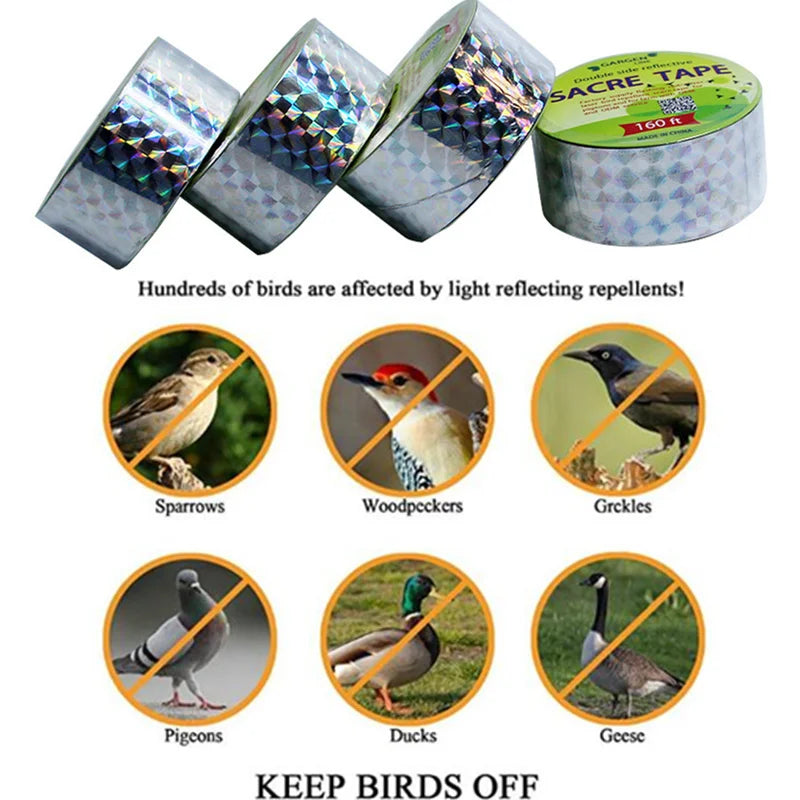 Double-Sided Bird Repellent Reflective Scare Tape
