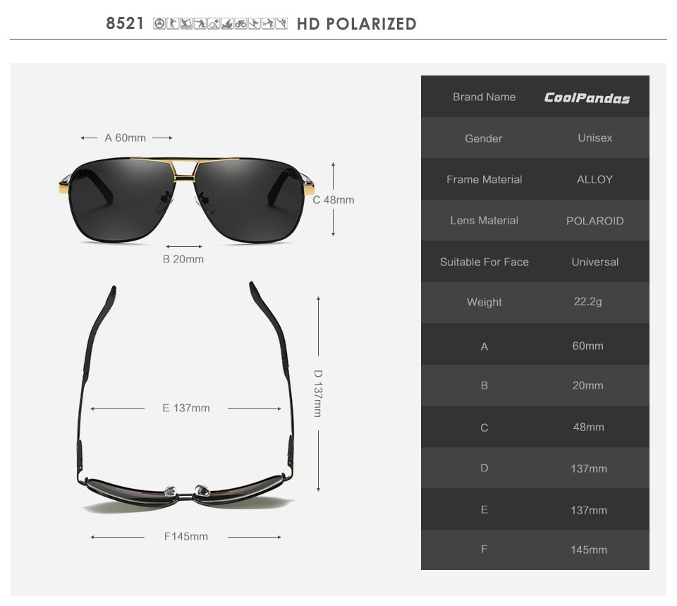 Polarized/Photochromic Square Magnesium Sunglasses
