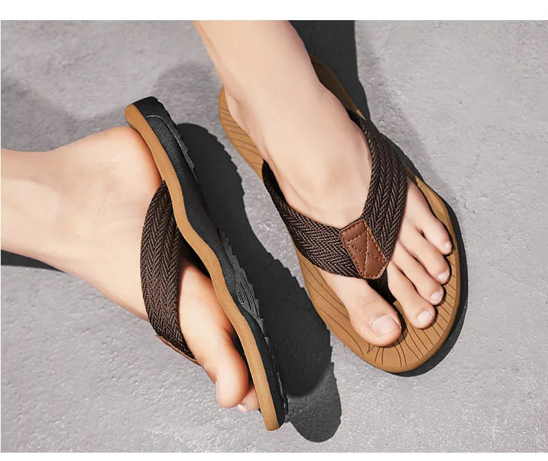 Woven Striped Lightweight Non-slip Comfortable Flip-flops