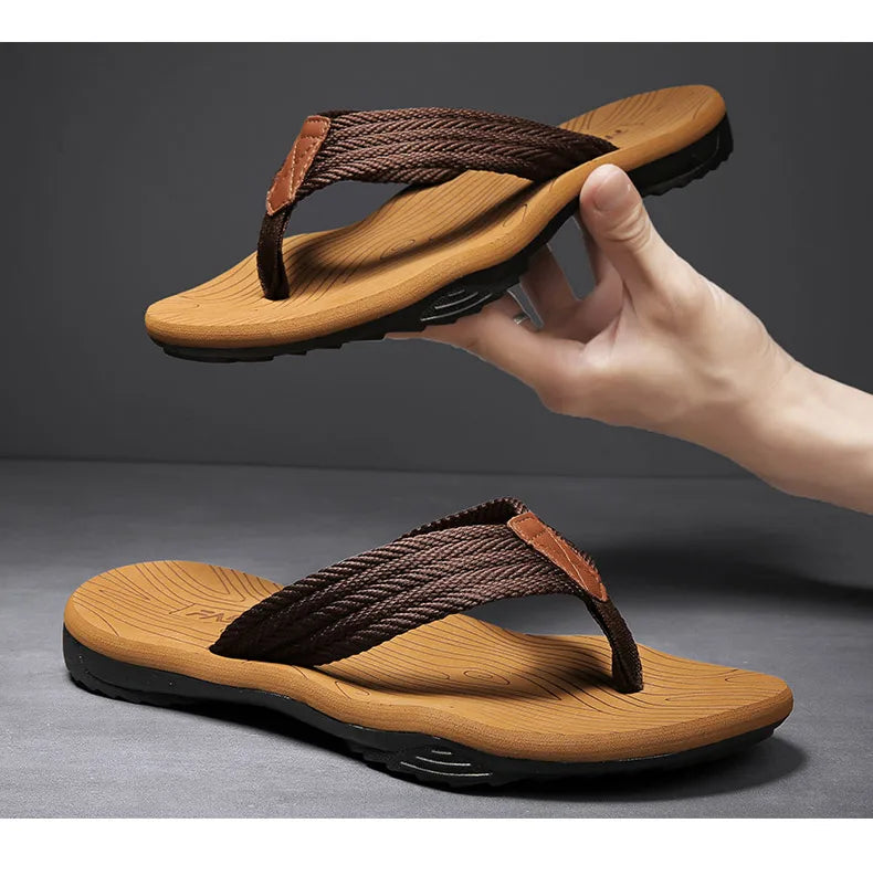 Woven Striped Lightweight Non-slip Comfortable Flip-flops