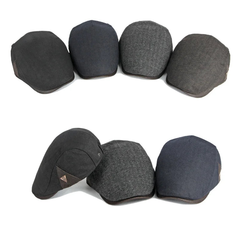 Spring & Autumn Adjustable Retro Flat Cap with Side Triangle Accent