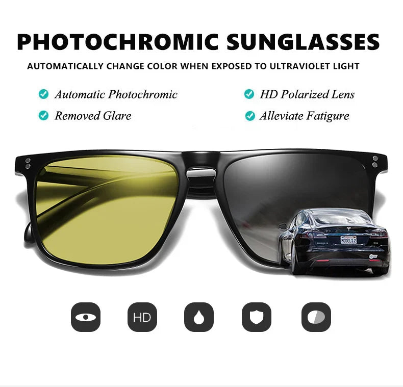 Anti-Glare Photochromic Polarized Day & Night Vision Driving Sunglasses