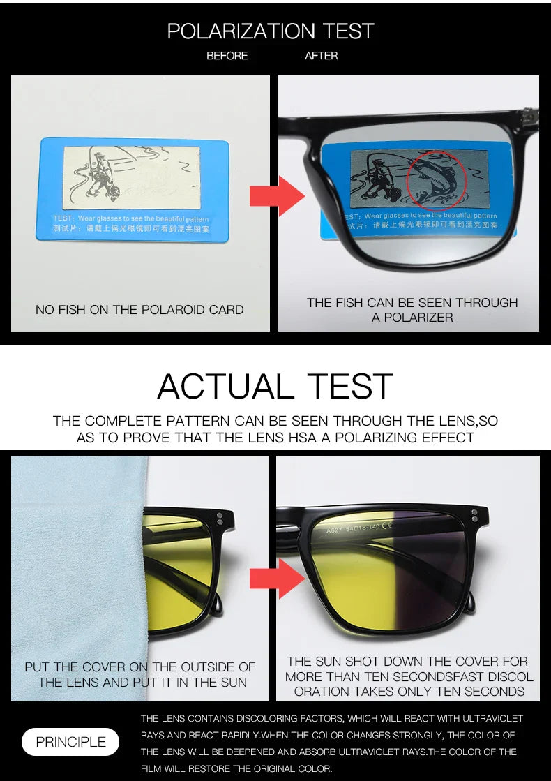 Anti-Glare Photochromic Polarized Day & Night Vision Driving Sunglasses