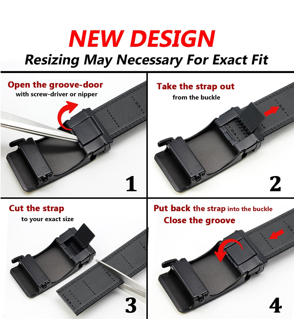 Premium Automatic Genuine Leather Ratchet Mechanism Belt