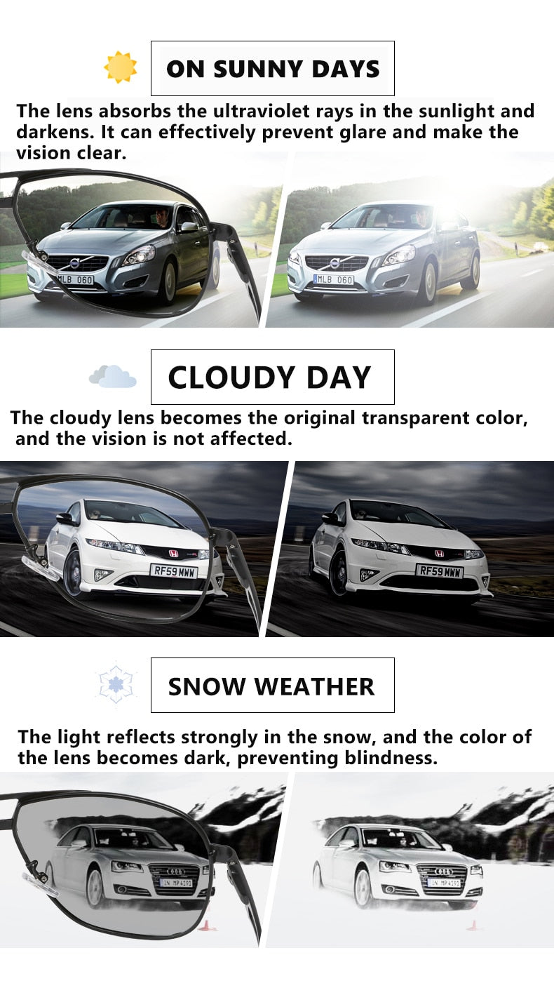 Polarized/Photochromic Square Magnesium Sunglasses