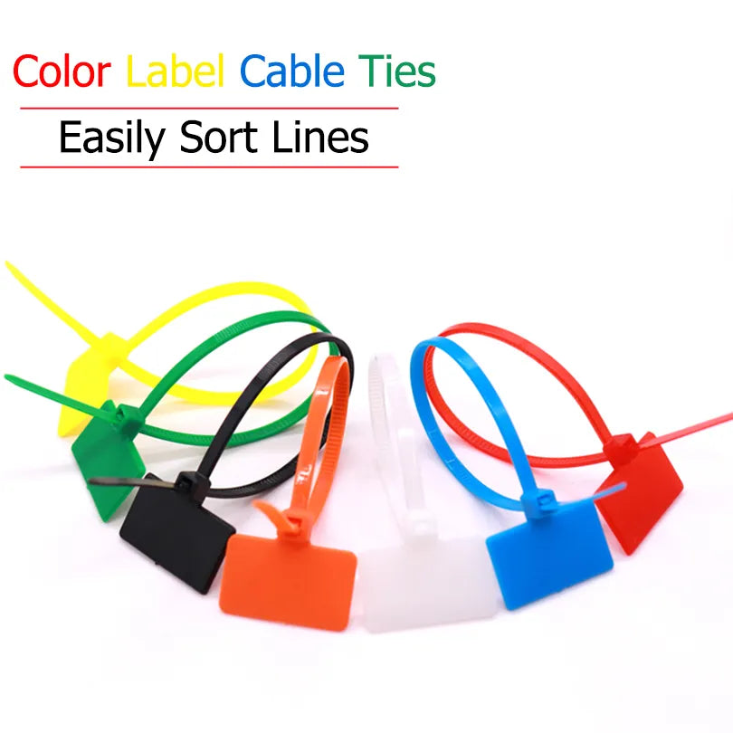 Self-Locking Zip Ties with Tag Labels (100pcs)