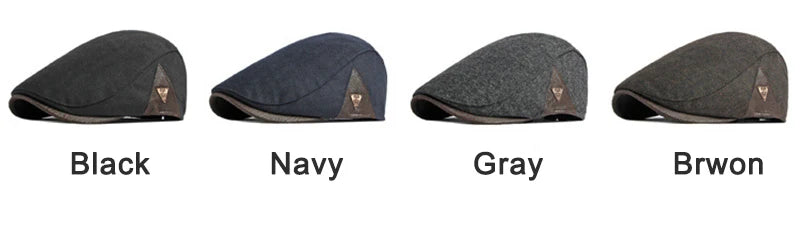 Spring & Autumn Adjustable Retro Flat Cap with Side Triangle Accent