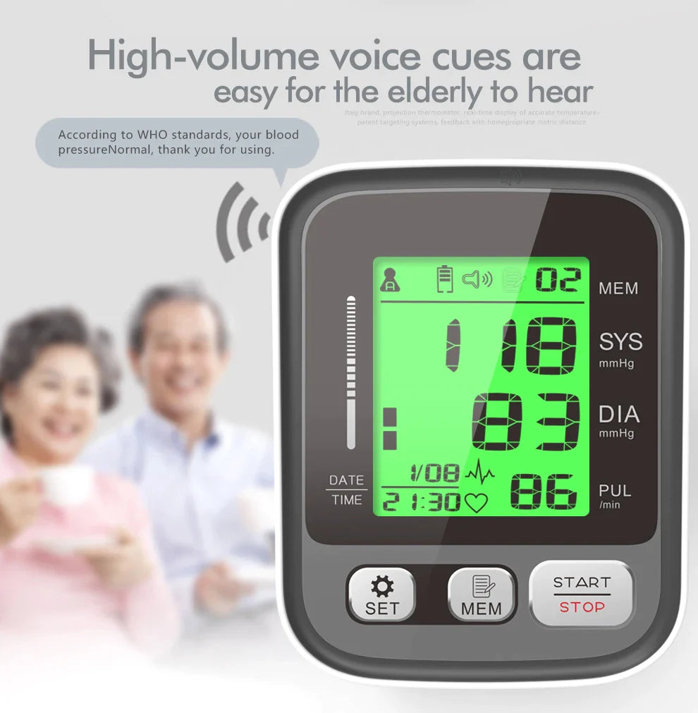 Fully Automatic Digital LCD  Blood Pressure/ Heart Rate Monitor with Voice Broadcast