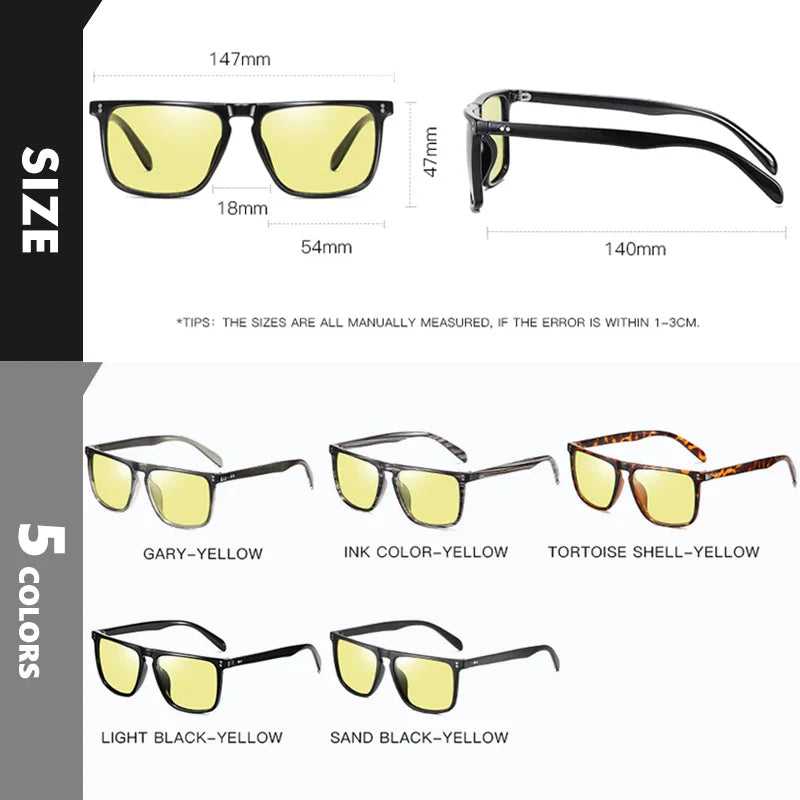 Anti-Glare Photochromic Polarized Day & Night Vision Driving Sunglasses