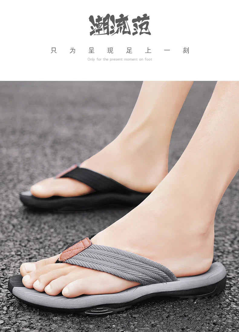 Woven Striped Lightweight Non-slip Comfortable Flip-flops