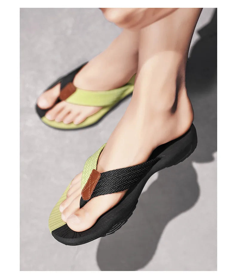 Woven Striped Lightweight Non-slip Comfortable Flip-flops