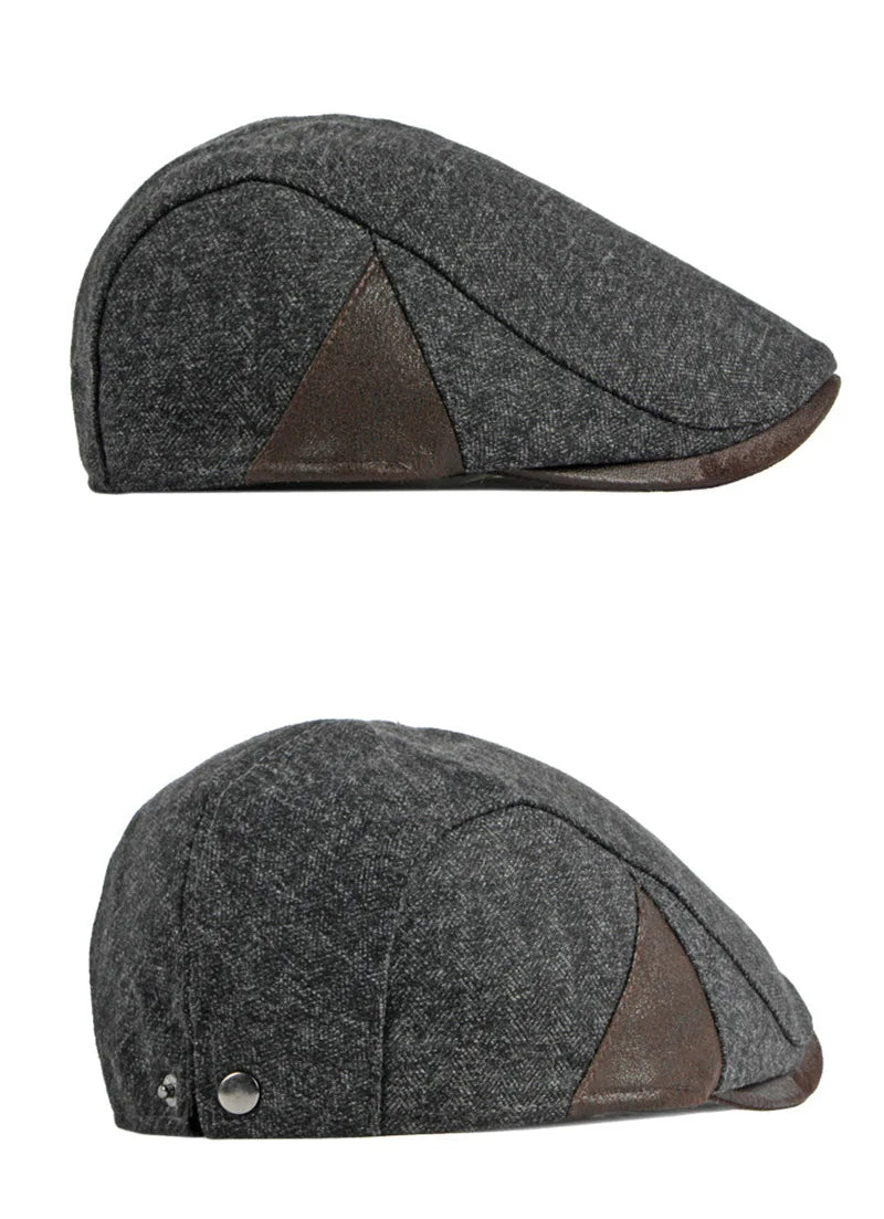 Spring & Autumn Adjustable Retro Flat Cap with Side Triangle Accent
