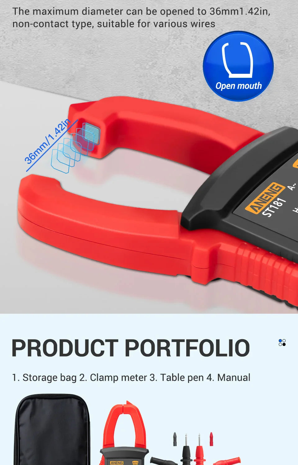 Digital Clamp DC/AC Current 4000 Counts Amp / Hz / NCV / Ohm Multimeter