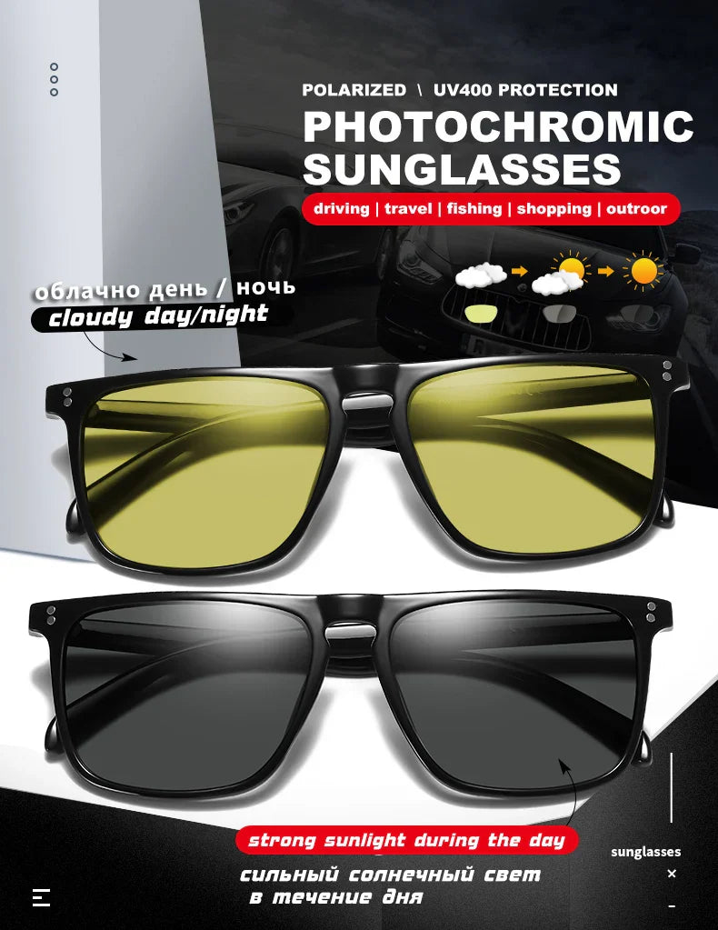 Anti-Glare Photochromic Polarized Day & Night Vision Driving Sunglasses