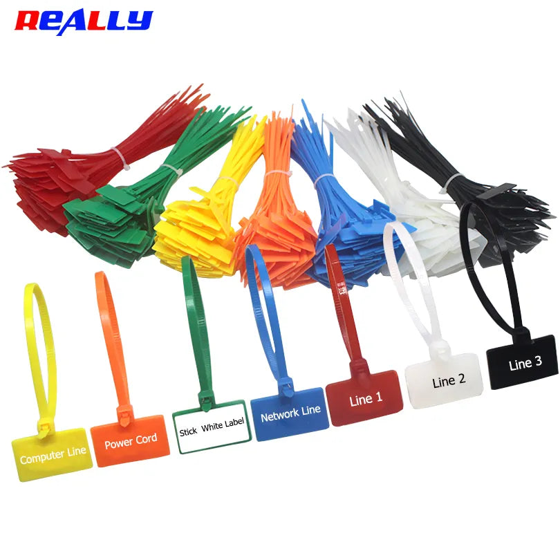 Self-Locking Zip Ties with Tag Labels (100pcs)