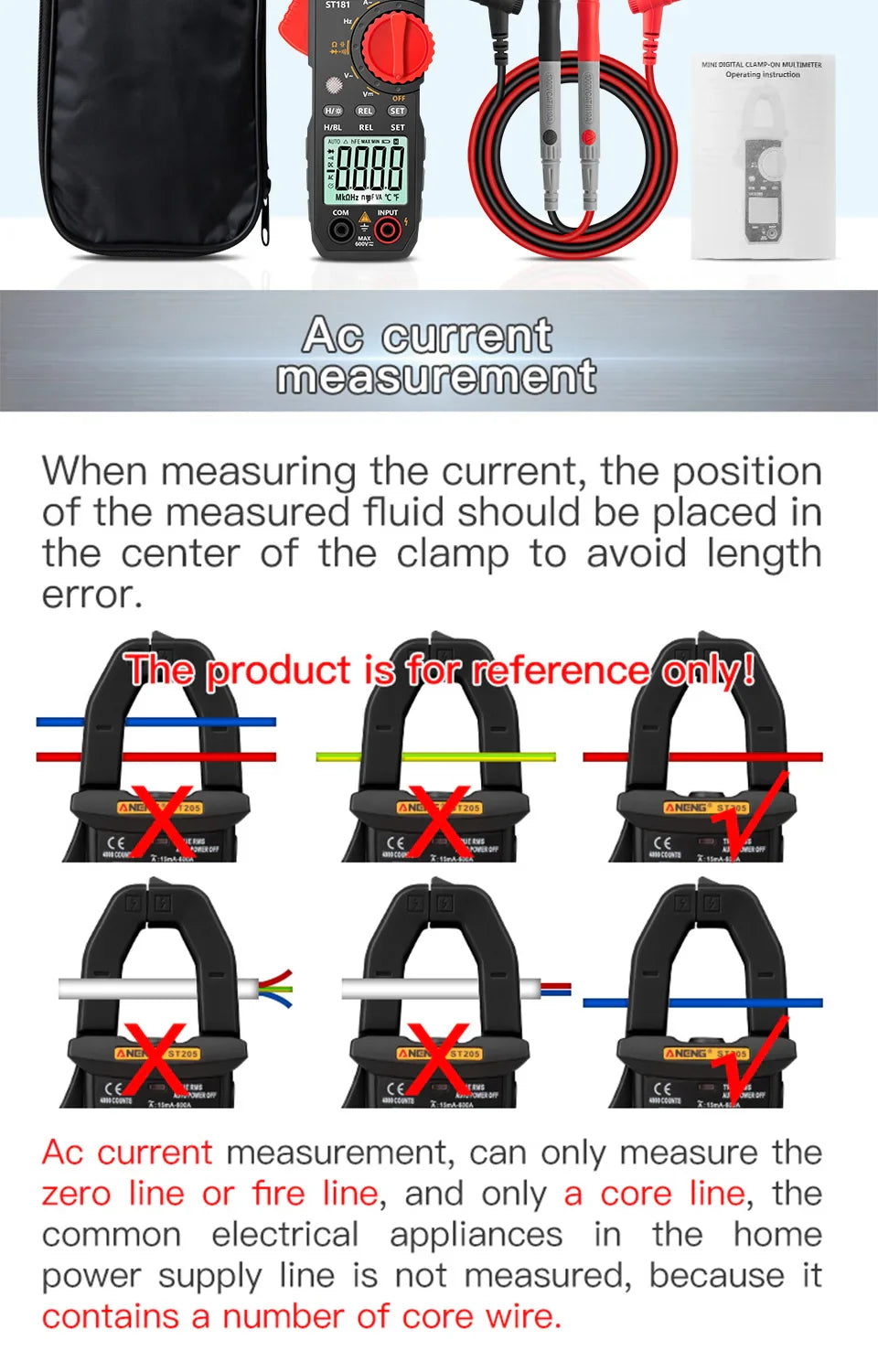 Digital Clamp DC/AC Current 4000 Counts Amp / Hz / NCV / Ohm Multimeter