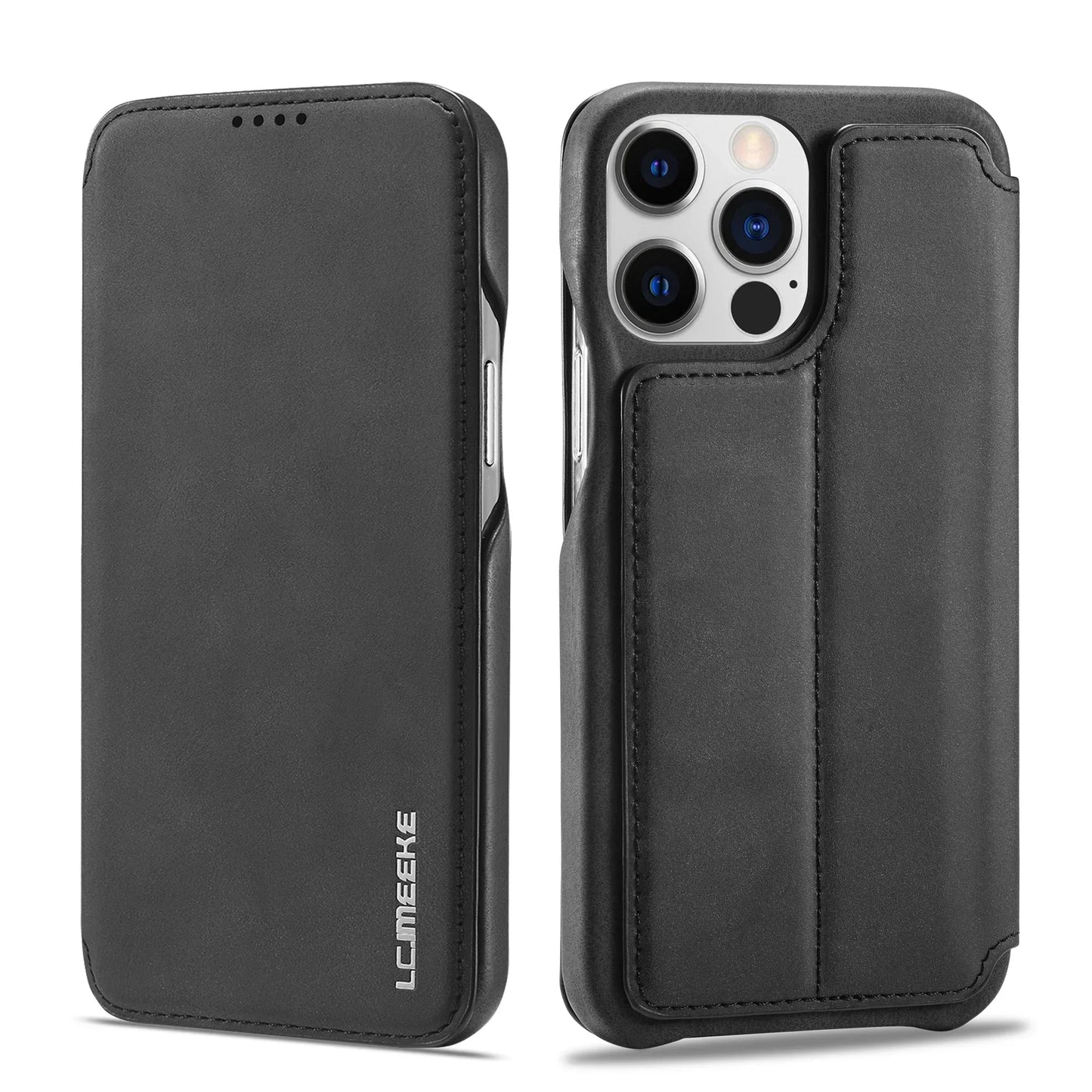LuxeGuard Slim & Lightweight Flip Wallet Case for iPhone with Kickstand