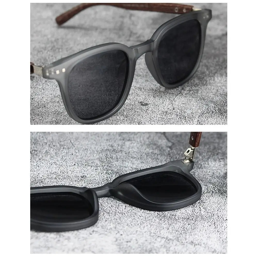 Trendy Retro Wood Grain Unisex Polarized UV Protection Sunglasses