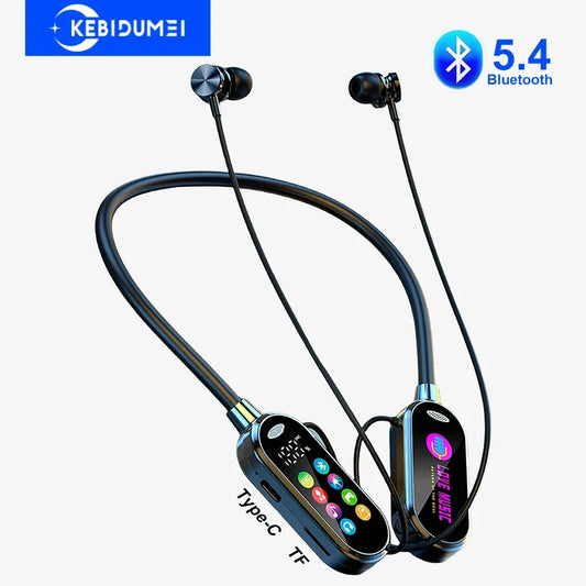 HiFi Sound Color Screen Neckband Magnetic Earphones with Noise Reduction & HD Calls