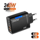 240W High-Speed 5-Port GaN Technology Intelligent Wall Charger