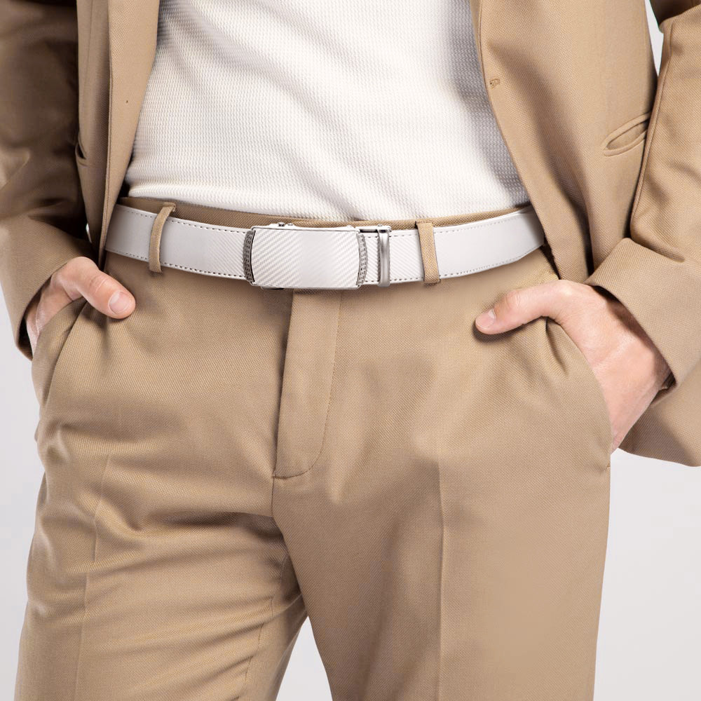 Holes-Free One-Handed Operation Micro-Adjustable Genuine Leather Belt