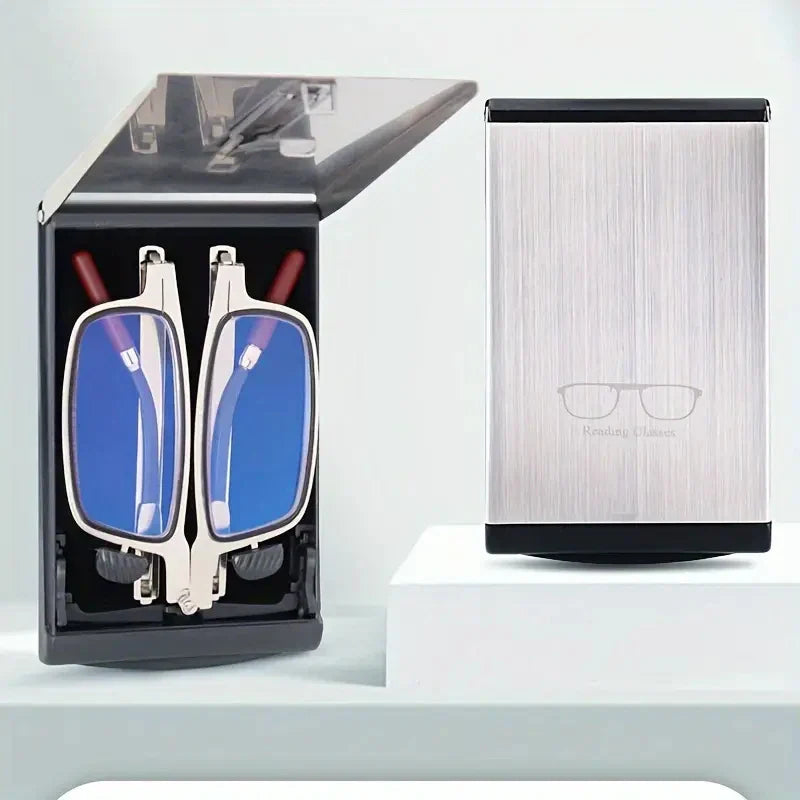 Flat-Fold Lightweight Anti-Blue Light Reading Glasses with Protective Case