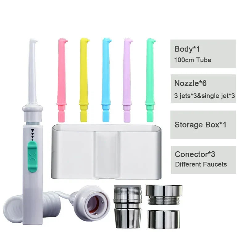 Home Faucet-Attached 360° Rotating Dental Water Flosser & Oral Irrigator Set