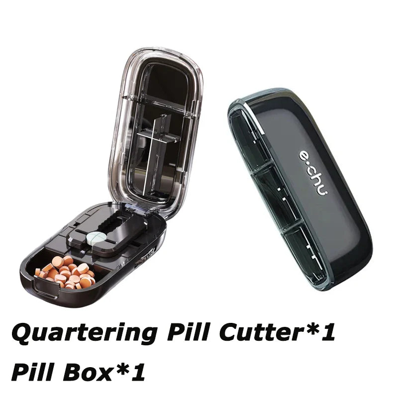 Japanese Smart Pills Splitter (Halved / Quartered) with Storage Organizer