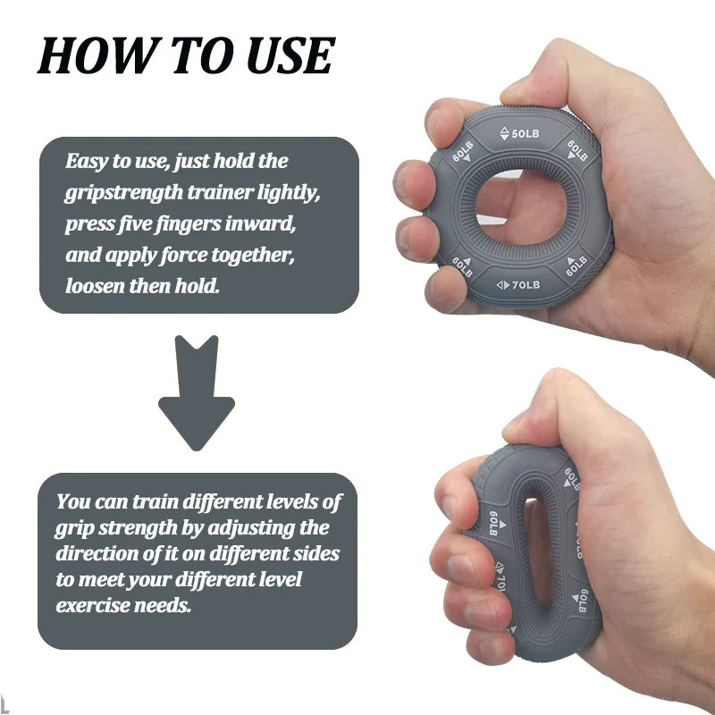 Senior-Friendly Therapy & Pain Relief 5 in 1 Adjustable 20-90LB Exercise Hand Gripper