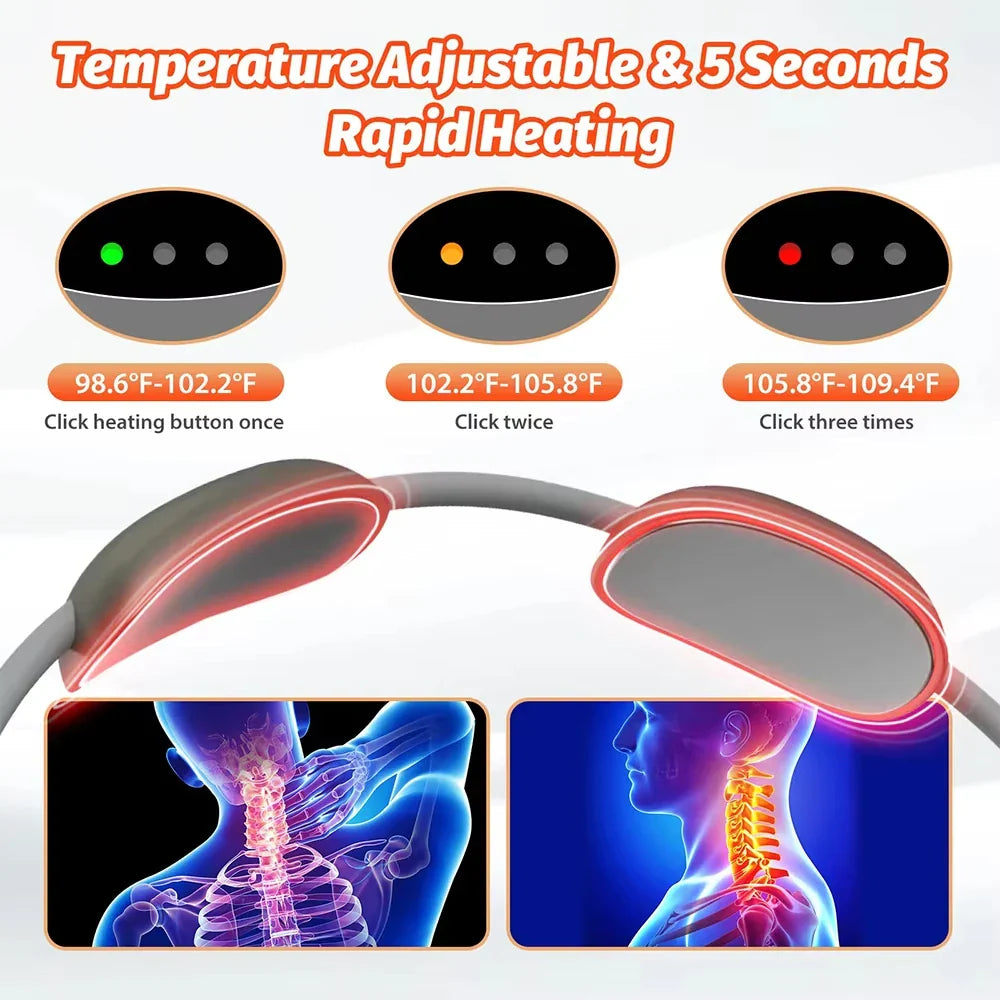 NeuroWarm Multi-Zone Hands-Free Wearable Cervical & Shoulder TENS Heat Massager