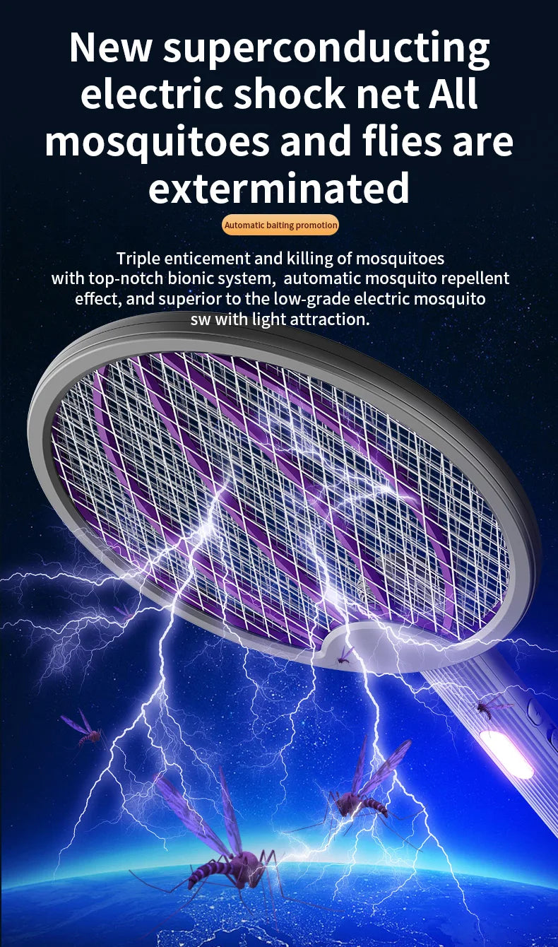 UV Attract 3-in-1 (Handheld / Stand / Wall-Mount) Rechargeable Mosquito Swatter