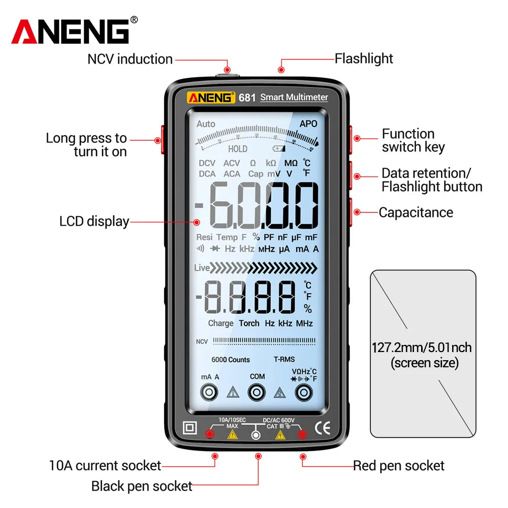 Professional Rechargeable Non-contact LCD Screen Digital Multimeter