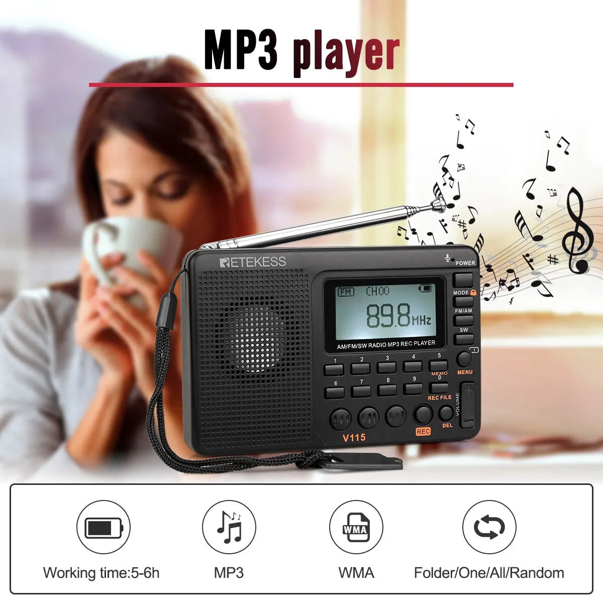 Rechargeable Shortwave FM AM SW Radio / USB Recorder / Speaker