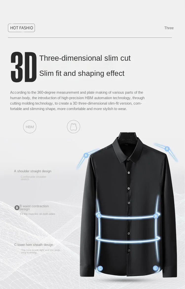 Long Sleeve Wrinkle-Resistant Elastic Breathable Business Shirt
