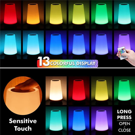 Rechargeable 13 Color Changing Remote / Touch Dimmable Bedside Light