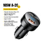 Essager 105W Triple-Port Fast Car Charger with Digital Display (USB + Dual Type-C PD/PPS)
