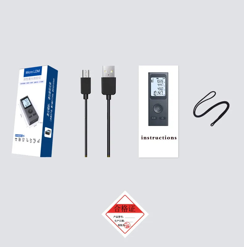 Micro-Size Smart Digital Laser USB Charge Rangefinder Meter