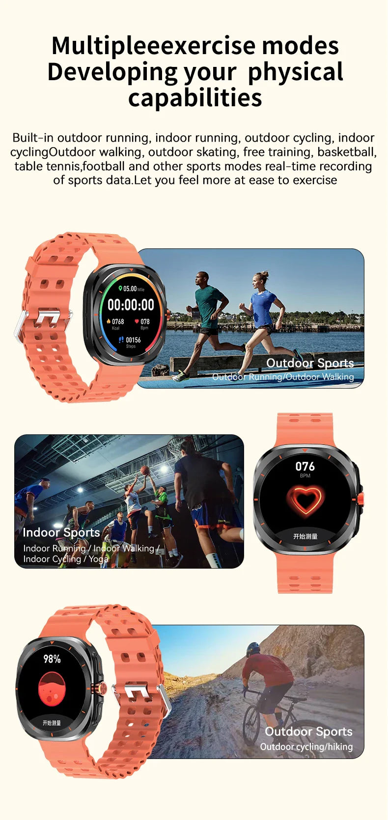 SeniorSafe Large Display Health Monitoring & Emergency SOS Senior Friendly Smartwatch
