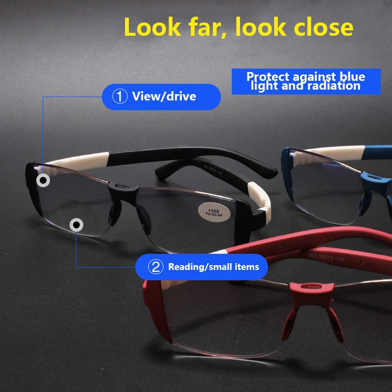 Bifocal Technology (magnified & distance vision) Anti-Blue Light Reading Glasses