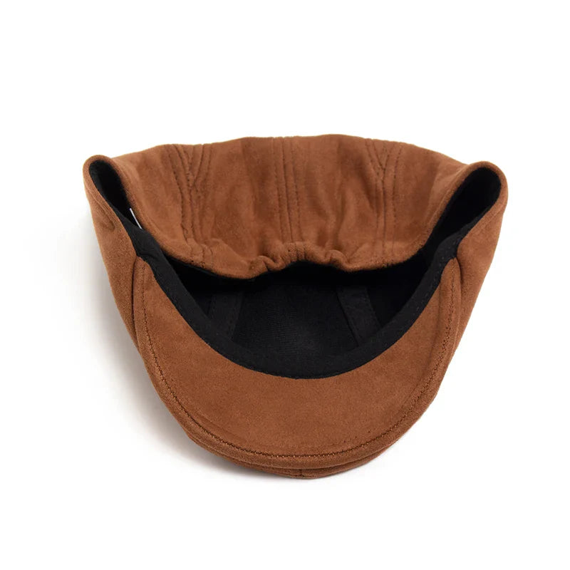 Vintage Suede-Look Flat Cap for Autumn & Winter