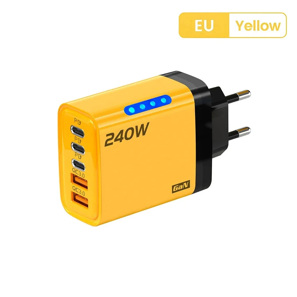 240W High-Speed 5-Port GaN Technology Intelligent Wall Charger