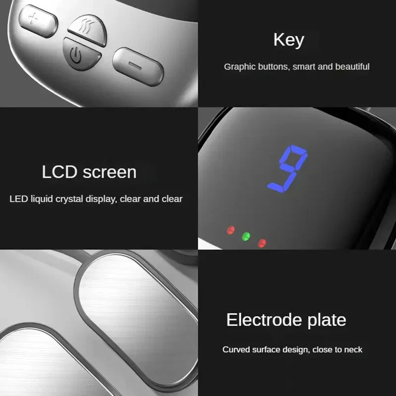NeuroWarm Multi-Zone Hands-Free Wearable Cervical & Shoulder TENS Heat Massager