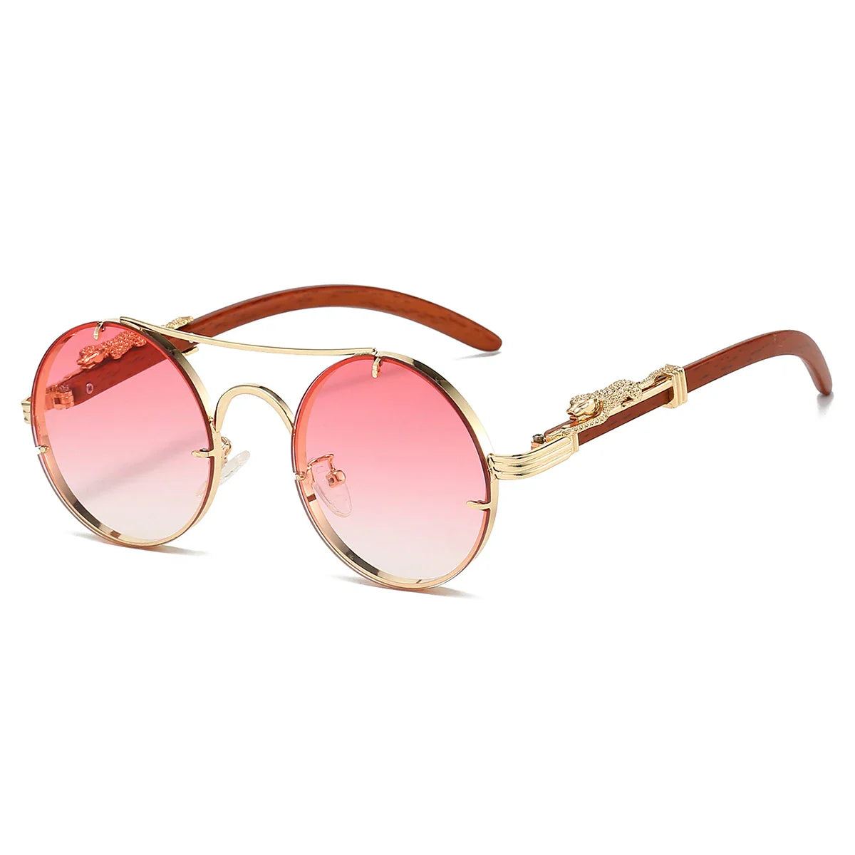 KAMMPT Vintage Double Bridge Gradient Multicolor Lenses Round Luxury Sunglasses