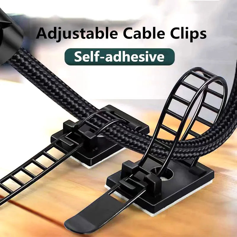 Self-Adhesive Adjustable Cable Ties Organizer (10 pcs)