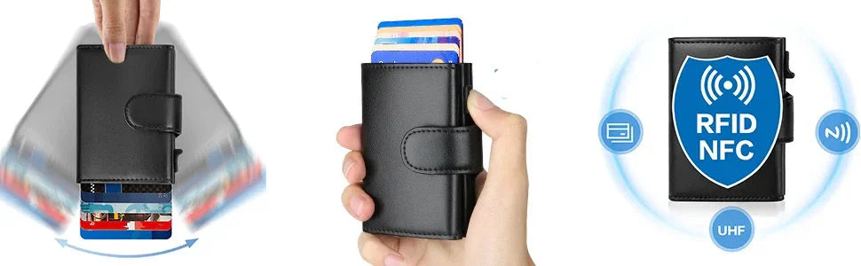 Maximum Carry RFID AirTag Wallet – Pop-Up Cards, Cash Compartment & Coin Pocket