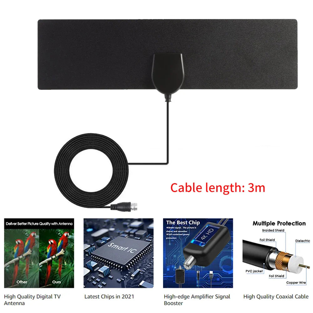 High Gain DVB T2 HD 1080P Indoor Digital Receiver TV Antenna