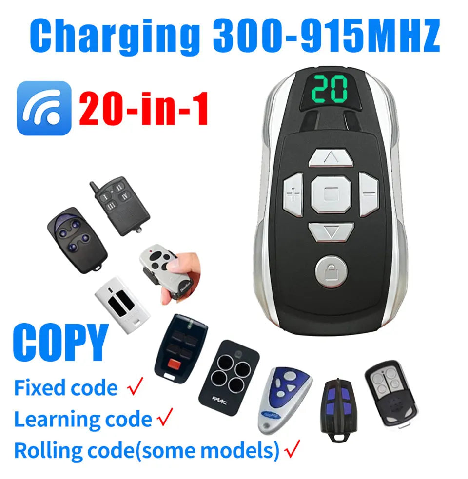GateMaster 20-Channel Rechargeable 300–915MHz Frequency Smart Remote Duplicator